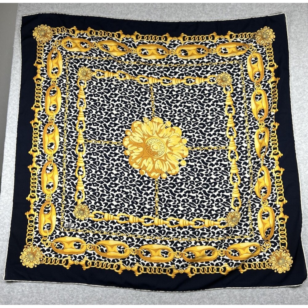 Elif Designer Chain and Leopard Print Scarf 44" square